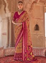 Georgette Mustard Traditional Wear Printed Saree